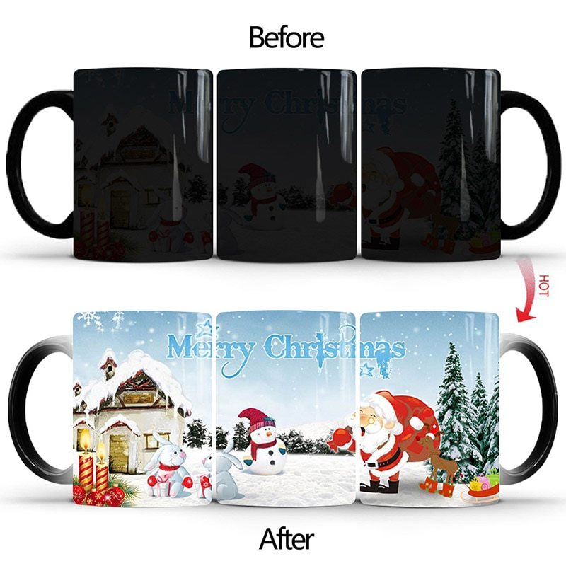 Merry Christmas Magic Color-Changing Mug β Heat Sensitive Holiday Fun for Kids & Coffee Lovers