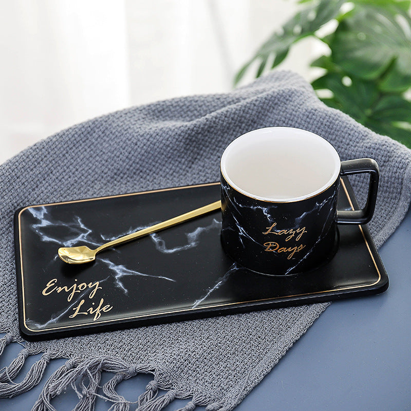 Marble Grain Ceramic Coffee Mug Set – European-Inspired Elegance for Home, Office & Gifting