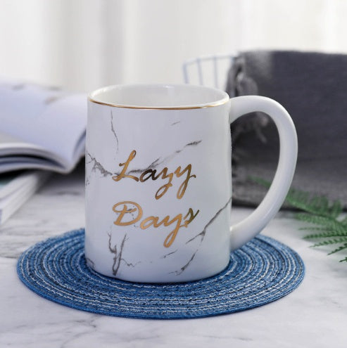 Marble Grain Ceramic Coffee Mug Set – European-Inspired Elegance for Home, Office & Gifting