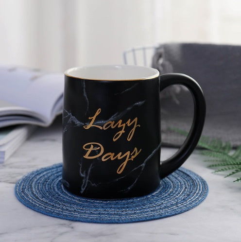 Marble Grain Ceramic Coffee Mug Set – European-Inspired Elegance for Home, Office & Gifting