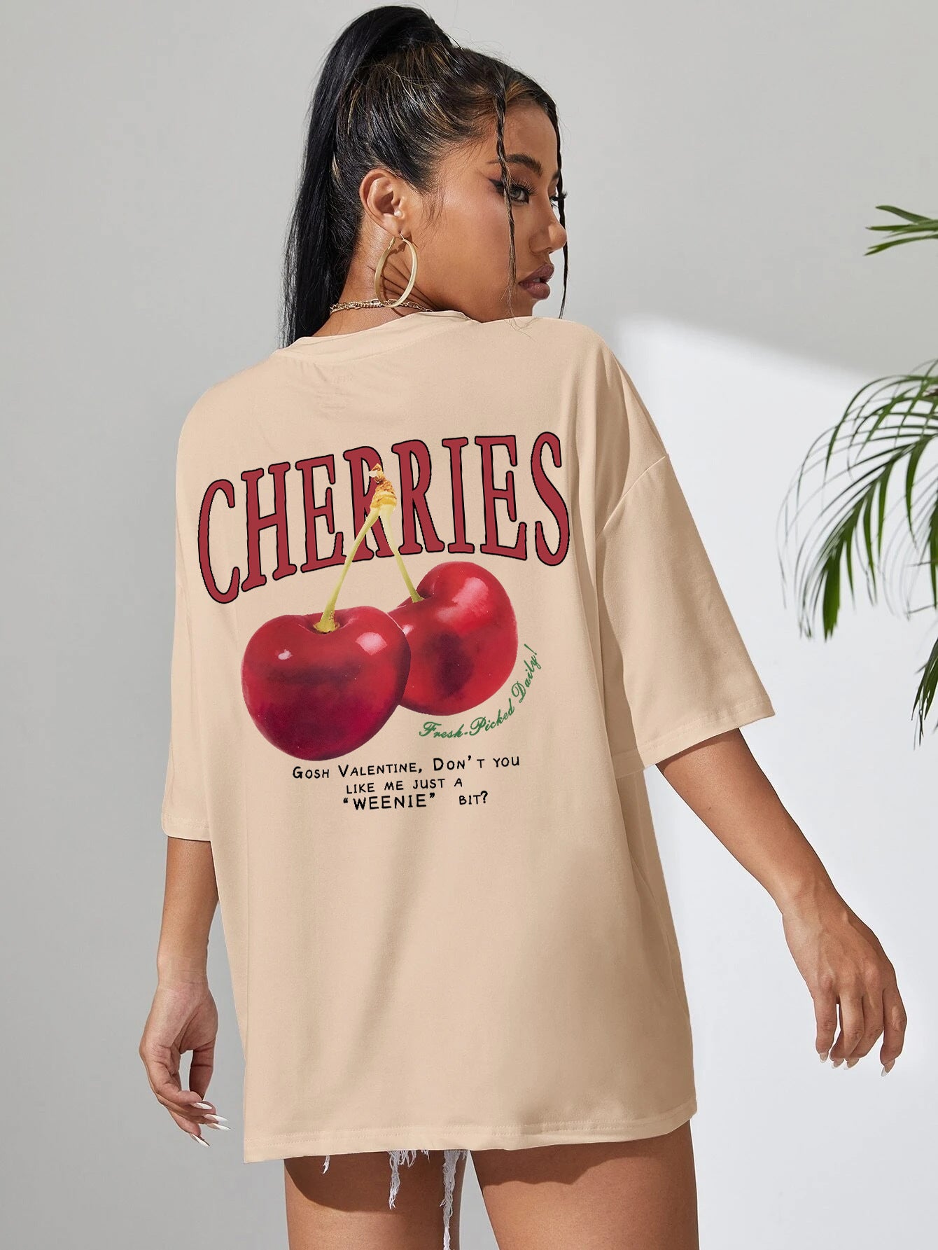 Red Cherries Printed Cotton T-Shirt – Cute & Casual Summer Tee for Women