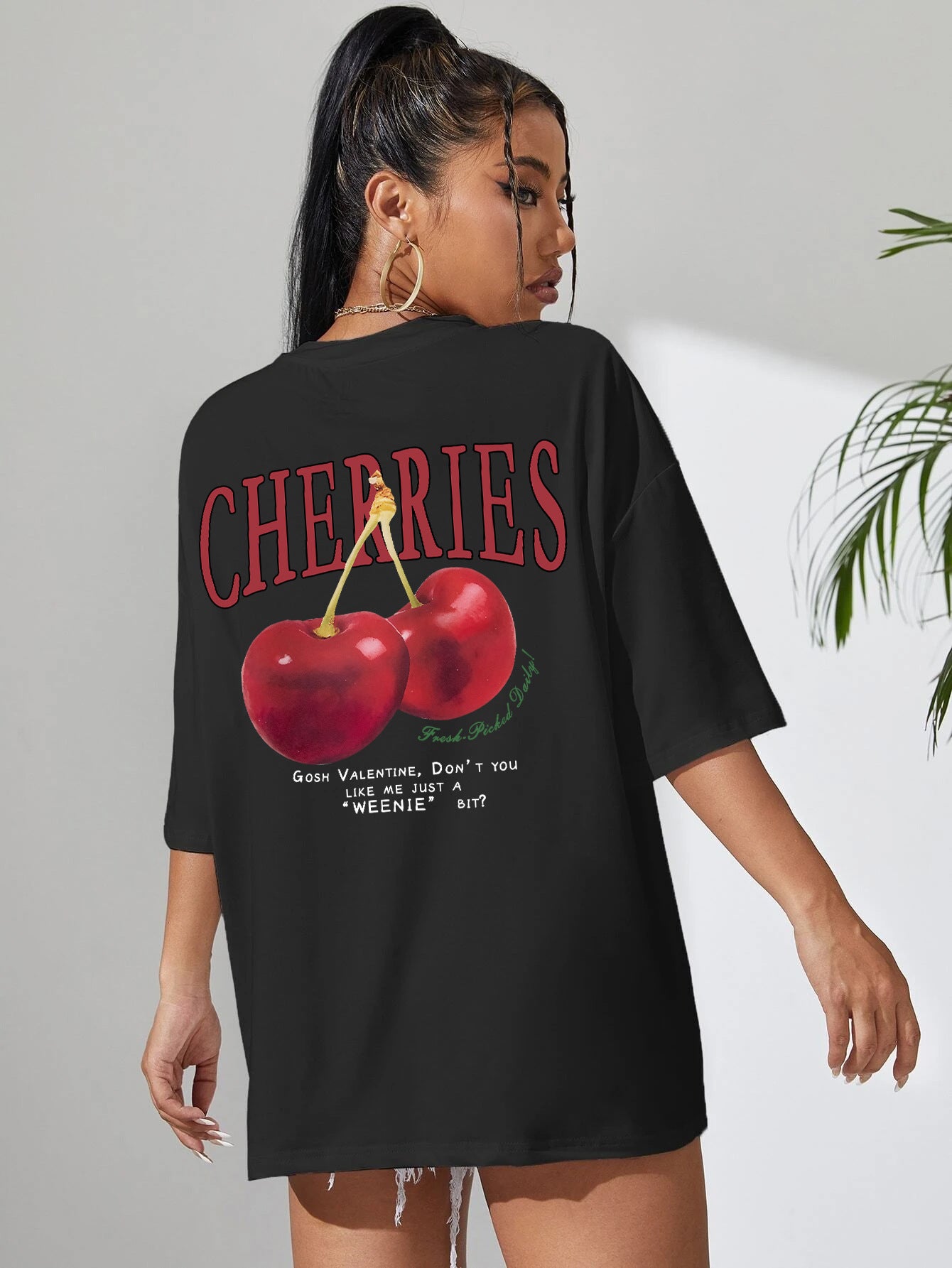 Red Cherries Printed Cotton T-Shirt – Cute & Casual Summer Tee for Women