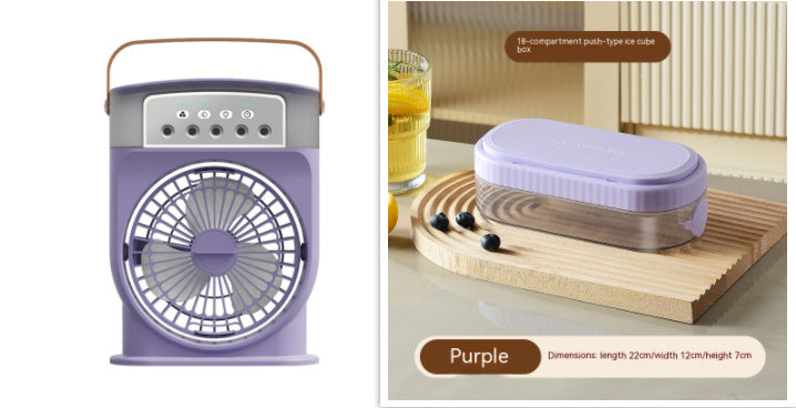 Portable USB Air Conditioner Fan – 2-in-1 Personal Cooler & Humidifier with LED Lights
