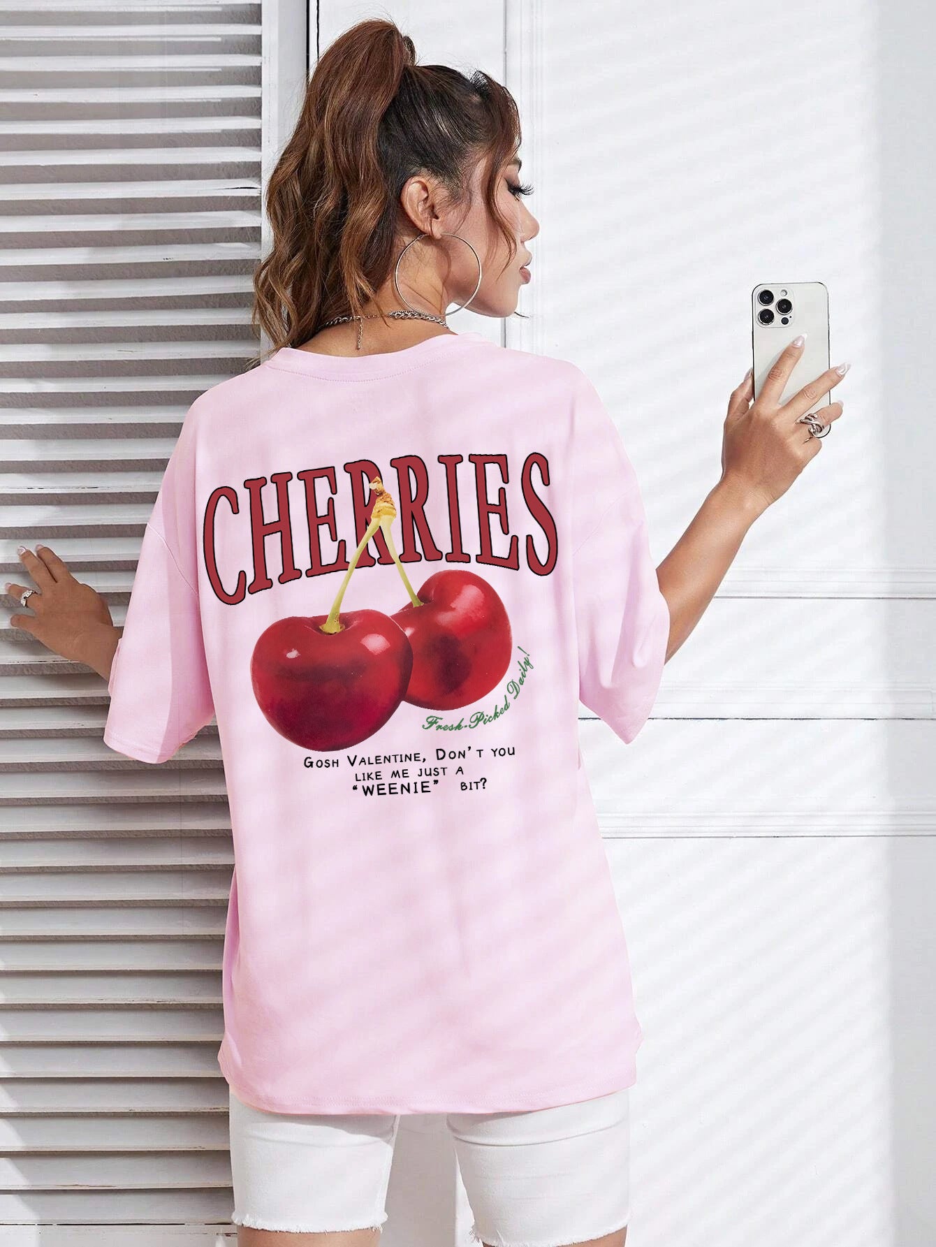 Red Cherries Printed Cotton T-Shirt – Cute & Casual Summer Tee for Women
