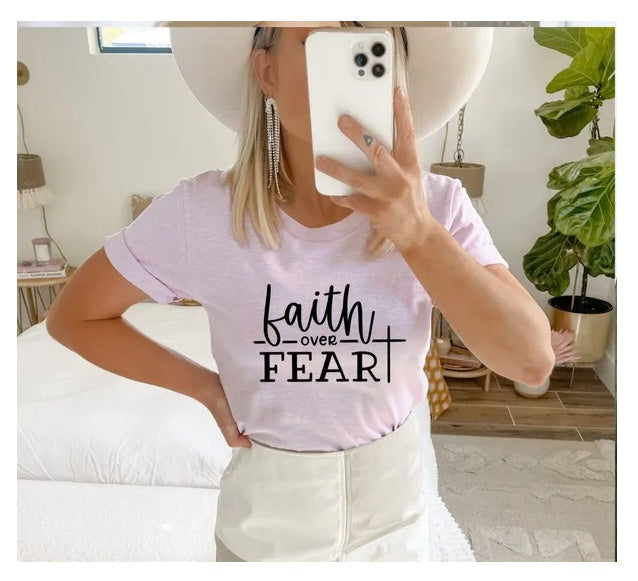 Faith Over Fear T-Shirt – Aesthetic Christian Tee for Women & Men