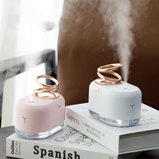 Suspended Double Ring Ultrasonic Mini Humidifier – Compact, Quiet & Stylish Home Moisture Solution
