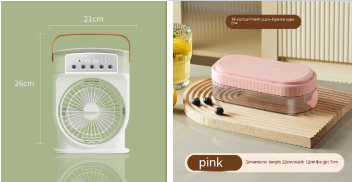 Portable USB Air Conditioner Fan – 2-in-1 Personal Cooler &amp; Humidifier with LED Lights