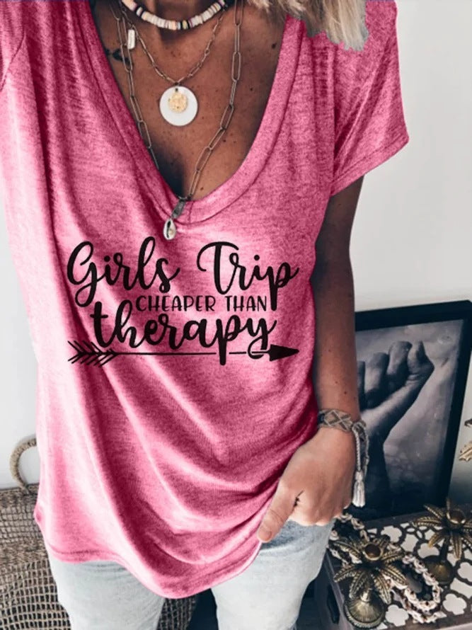 Girls Trip V-Neck Graphic Tee – Trendy Street Style for Your Next Adventure
