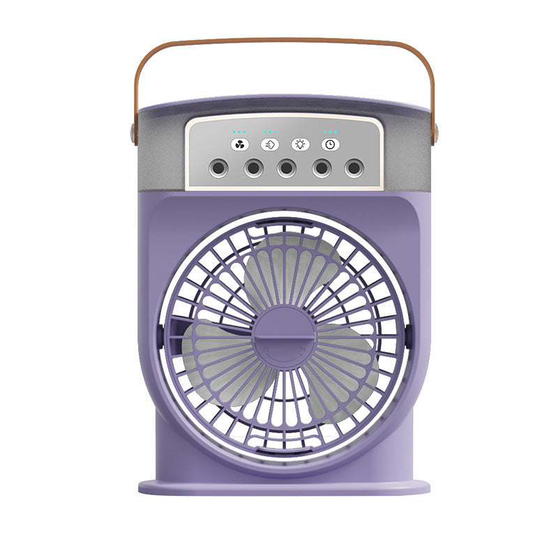 Portable USB Air Conditioner Fan – 2-in-1 Personal Cooler &amp; Humidifier with LED Lights