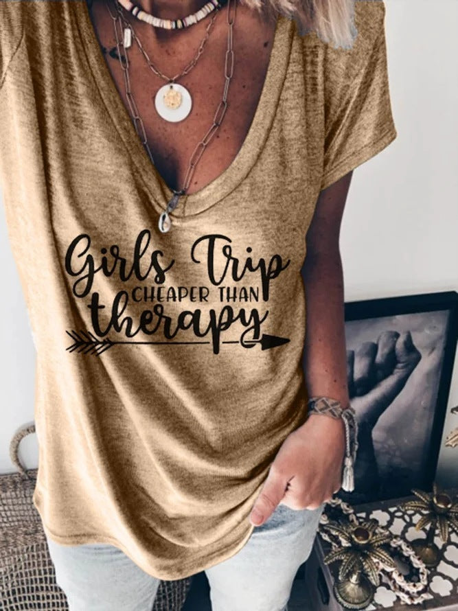 Girls Trip V-Neck Graphic Tee – Trendy Street Style for Your Next Adventure