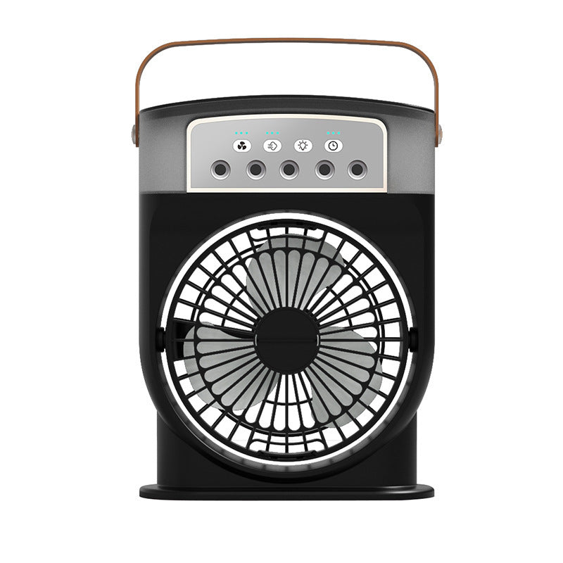 Portable USB Air Conditioner Fan – 2-in-1 Personal Cooler &amp; Humidifier with LED Lights