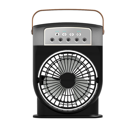 Portable USB Air Conditioner Fan – 2-in-1 Personal Cooler &amp; Humidifier with LED Lights